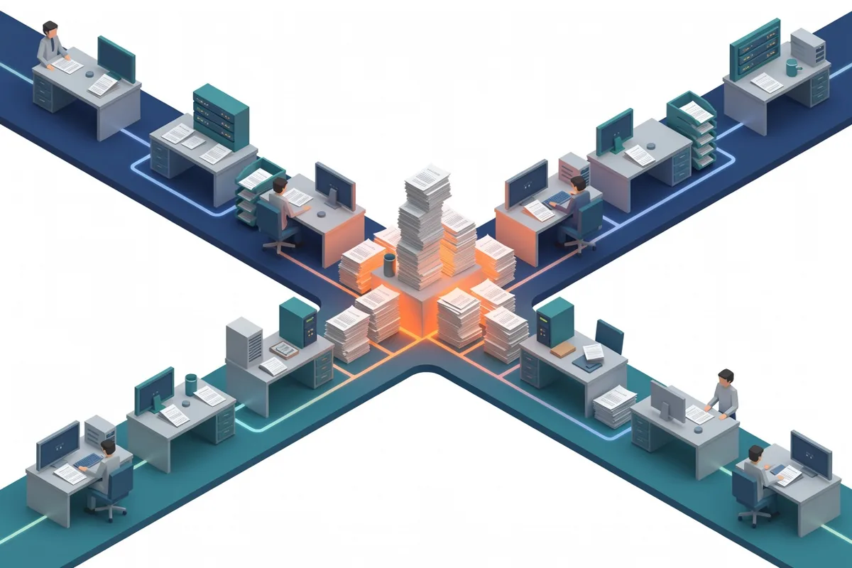 Illustration of a Houston small business mapping a workflow bottleneck before choosing an AI tool