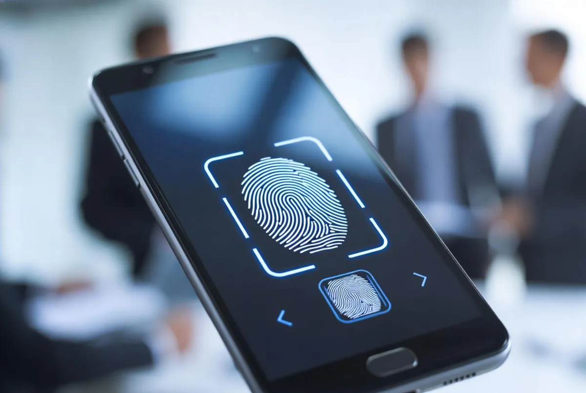 A fingerprint scan on a smartphone
