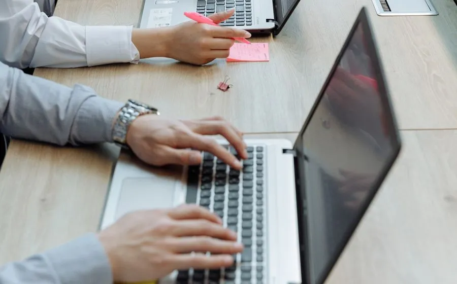 Typing on a laptop keyboard