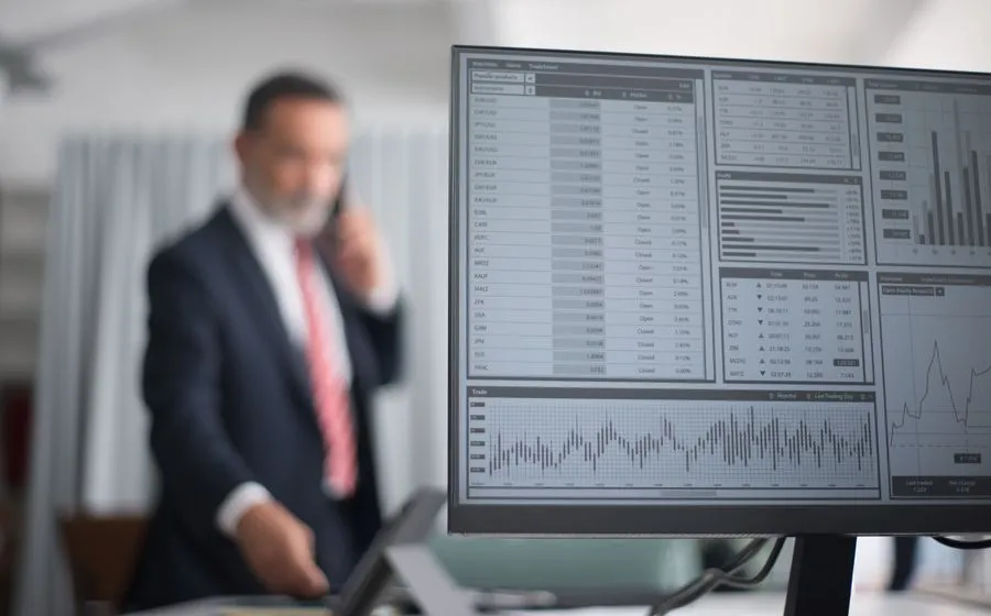 A businessperson on a phone call