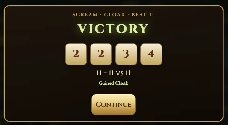 Victory screen