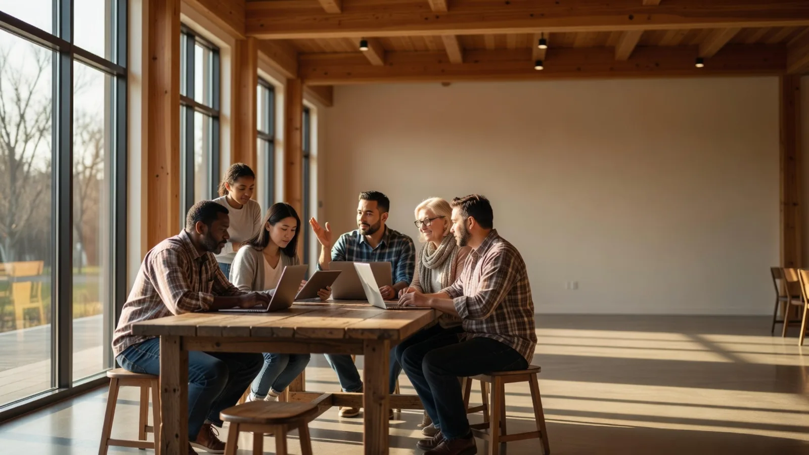 A church and community nonprofit team collaborating with reliable technology