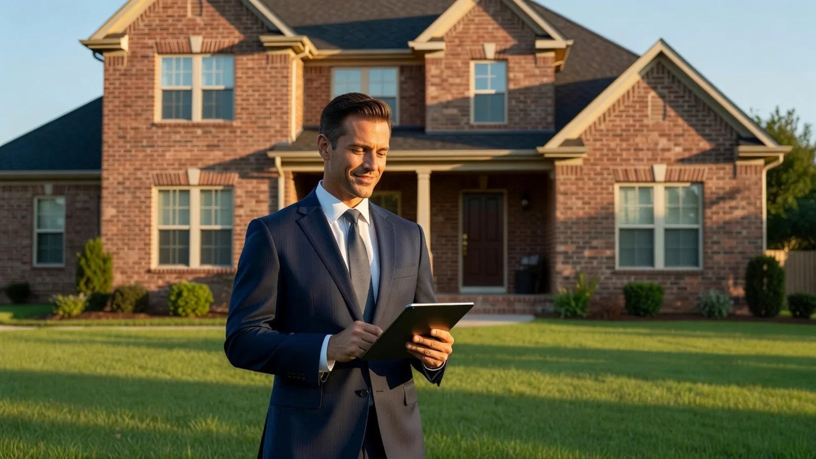 A Houston real estate professional working securely from a property showing