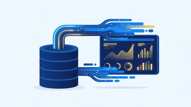 From database to live dashboard with AI, data flowing from a database into charts