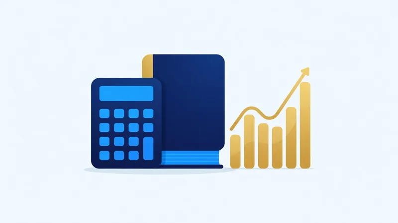 Calculate EBITDA from QuickBooks, calculator and ledger with a rising profit chart