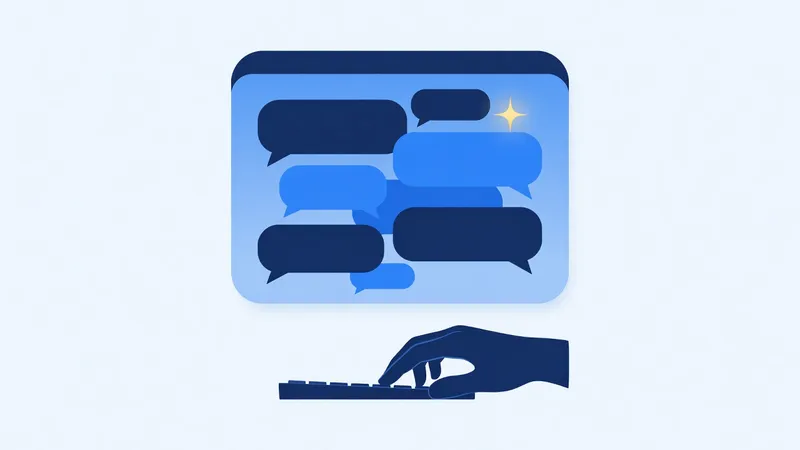 Claude AI cheat sheet illustration, typing prompts into an AI chat assistant