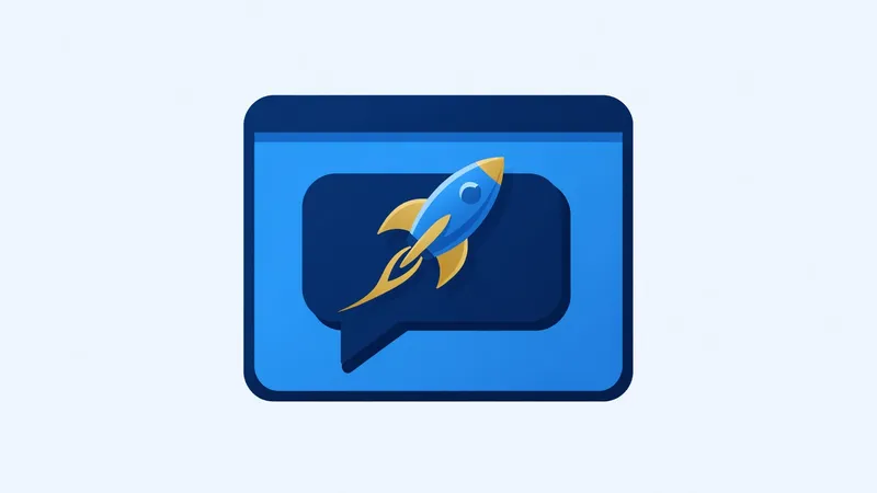 Grok AI cheat sheet illustration, chat window with a launching rocket