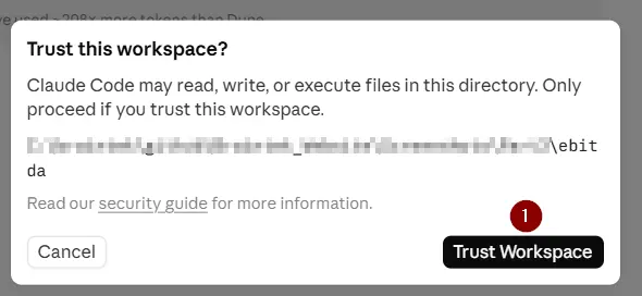 The Trust this workspace confirmation dialog