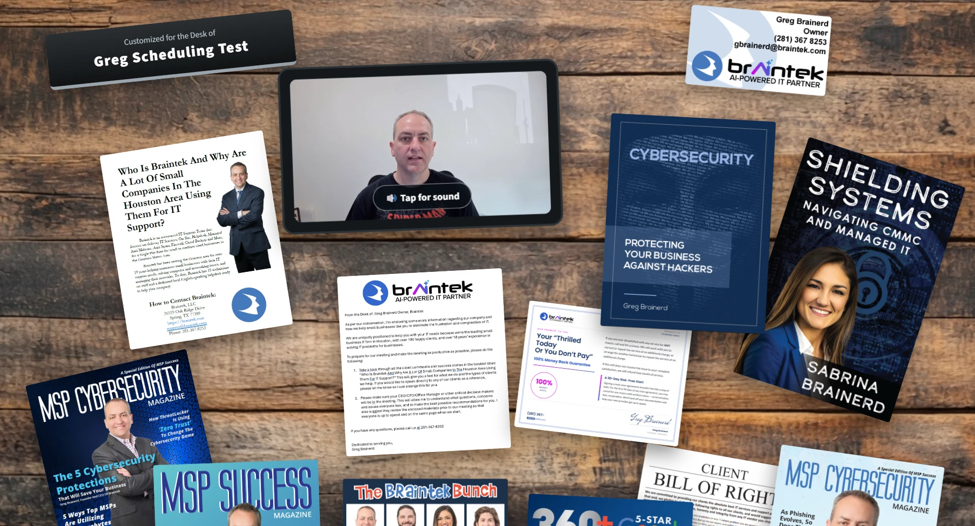 An example prospect-facing page, built from a template with the personalized video attached