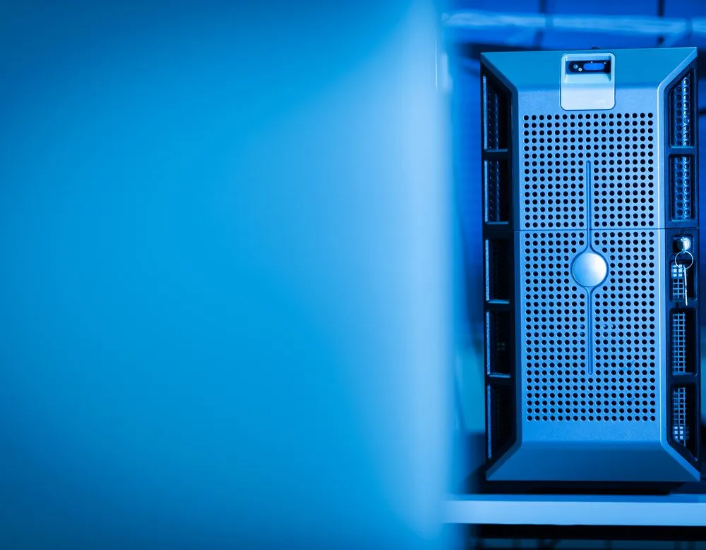 A modern data center protecting a Houston business's backups