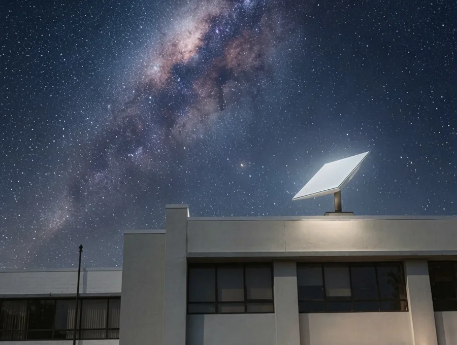 A Starlink satellite dish on a Houston office — resilient connectivity for Azure cloud workloads