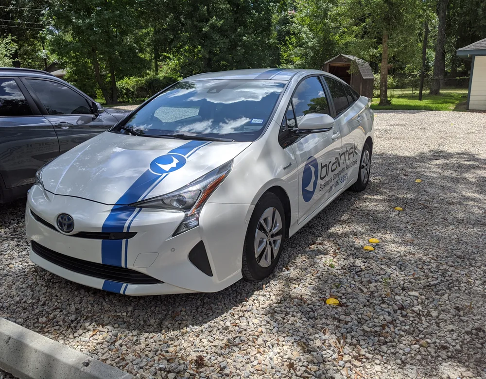 A Braintek-branded service vehicle ready for on-site IT support across Houston and DFW